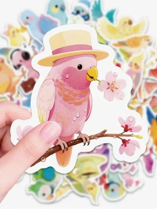 56 Cute Parrot Stickers Pastel Colors Party Favors Birds Crafts - Picture 8 of 10